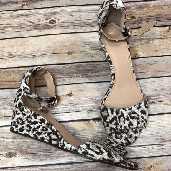 J Crew leopard print Laila wedges size 6.5 - Picture 2 of 8